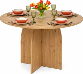 Okrągły stół dąb artisan na designerskiej podstawie F3-B54