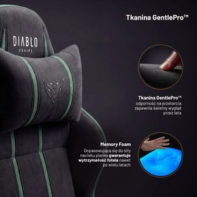 Fotel gamingowy młodzieżowy Diablo X-One Small Size materiałowy, Forest Green