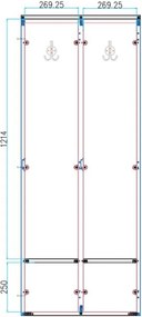 Drewniana szafa ubraniowa S4 z podstawą, 2-drzwiowa, 1871 x 600 x 500 mm, demontaż, zamek RFID, szary/brzoza