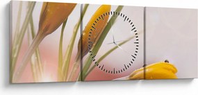 Obraz - Wiosenne kwiaty (z zegarem) (90x30 cm)