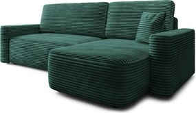 Masseno Narożnik NERI z funkcją spania i pojemnikiem na pościel Narozniki L, Rozkładana sofa - Butelkowa zieleń, TILIA 39