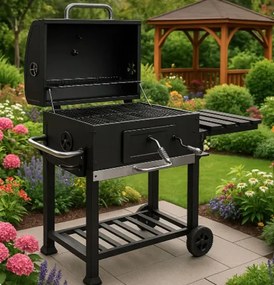 Węglowy grill z pokrywką na kółkach G1-A82