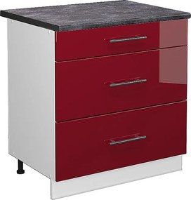 Szafka dolna do kuchni bordowa czerwień wysoki połysk 80x60x82 fame-line