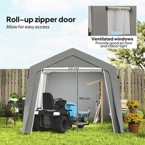Outsunny Wodoodporny namiot magazynowy z zadaszonym dachem, z drzwiami i oknami 300x447x255 cm, Jasnoszary