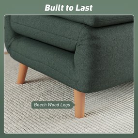 HOMCOM Fotel rozkładany 3w1 z funkcją łóżka regulowane oparcie poduszka nogi bukowe ciemnozielony | Aosom PL