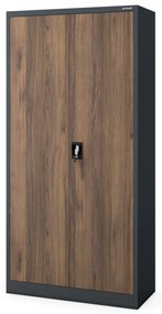 Biurowa szafa metalowa JAN, 900 x 1850 x 400 mm, Eco Design: antracytowa/ orzech