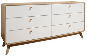 Biało-naturalna kolorze niska komoda w dekorze dębu 150x74 cm Caitlin – Støraa