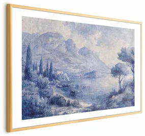 Plakat Niebieska zatoka 60x40 cm z ramą złotą z marginesem ARTGEIST B