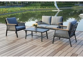 Ciemnoszary aluminiowy zestaw mebli ogrodowych dla 4 osób Denia – Garden Pleasure