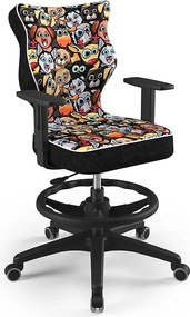 Krzesło do biurka z wzorami Duo Black rozmiar 6 (159-188 cm) z podnóżkiem