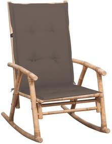 Fotel na biegunach bambusowy z poduszką taupe - Stella