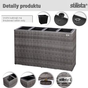 STILISTA Doniczka z 4 doniczkami, tkany polirattan, szary