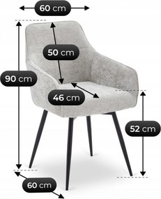 Krzesło Tapicerowane Obrotowe do Salonu LARISA Szare Nowoczesne