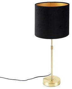Lampa stołowa złota/mosiężna z czarnym aksamitnym kloszem 25 cm - Parte Nowoczesny Oswietlenie wewnetrzne