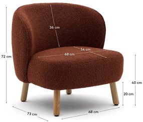 Fotel z materiału bouclé w kolorze terakoty Ulit – Kave Home