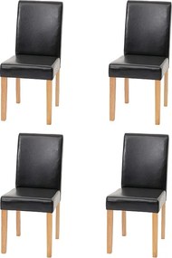Krzesło do jadalni Littau (zestaw 4 sztuk),  imitacja skóry, czarne, jasne nogi