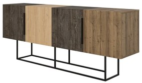 Brązowa niska komoda w dekorze dębu 200x80 cm Titan – Marckeric