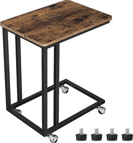 Stolik kawowy Valora Table on Wheels Rustic Brown Black