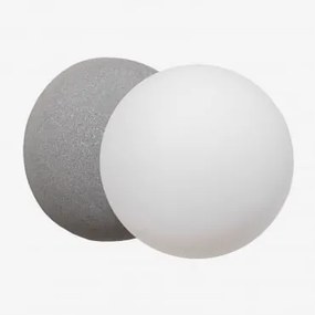 Kinkiet Ścienny Z Cementu Z Kulą Szklaną Bublik Szary Antracyt - Sklum