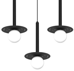 Lampa wisząca FUTURA 3xG9, potrójna, czarna, kule, 3 klosze