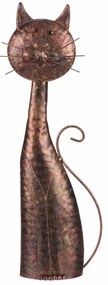 Metalowa dekoracja ogrodowa Kot miedziany, 15 x 44x 7 cm