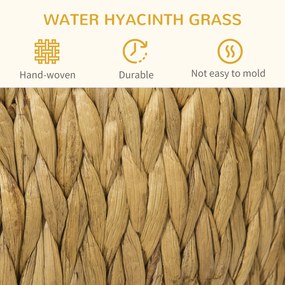 Jaskinia dla kota Pawhut z trawy wodnej hiacyntowej, zmywalna poduszka, 44 x 43 x 42 cm, Jasnobrązowy+Naturalne drewno+Szary