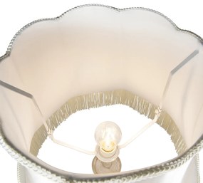Lampa podłogowa szara z abażurem w stylu babci w kolorze kremowym - Classico Retro Oswietlenie wewnetrzne