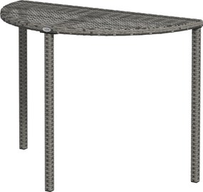 Outsunny Stolik Balkonowy, półokrągły, Polirattan+Metal, 100x50x74 cm, Szary