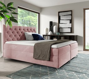 Różowe welurowe łóżko kontynentalne 5 rozmiarów - Lunavello 4X