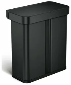 Simplehuman Prostokątny kosz bezdotykowy zesterowaniem głosowym i ruchem 34 + 24 l, czarny