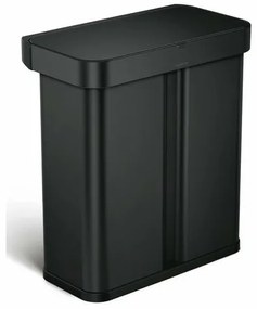 Simplehuman Prostokątny kosz bezdotykowy zesterowaniem głosowym i ruchem 34 + 24 l, czarny