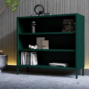 Niski regał metalowy butelkowa zieleń Modern LUCA, 1000 x 900 x 350 mm