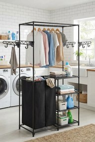 Wolnostojący wieszak na ubrania z półkami i koszami M9-H11