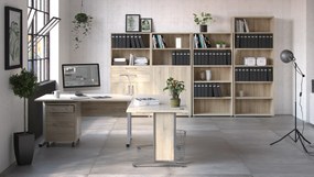 Biurko narożne Prima dąb sonoma 200x200 szare nogi