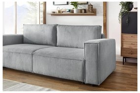 Jasnoszara sztruksowa rozkładana sofa 245 cm Nihad – Bobochic Paris