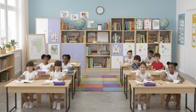 Zestaw mebli do szkoły podstawowej Blox Colours 17, fronty pastelowe fioletowe