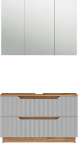 Zestaw mebli łazienkowych dąb/szary w paski 119.2x35x62.5 lotta