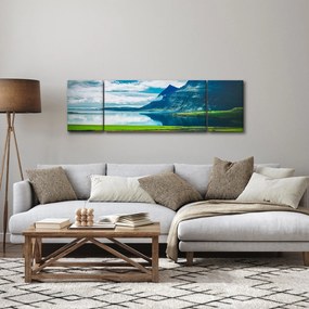Obraz jeziora z górami (170x50 cm)