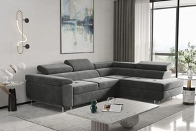 Narożnik z funkcją spania w kształcie L ATOM, tkanina Monolith, Szary, Prawy