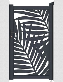 Furtka aluminiowa z motywem tropikalnym wyciętym laserowo – szer. 103 x wys. 181 cm – antracyt – TOGIRO