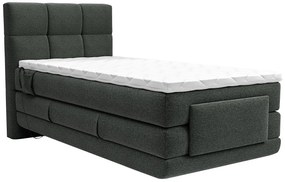 Zestaw łóżko kontynentalne z pikowanym zagłówkiem + stelaż elektryczny relaksacyjny + materac + nakładka na materac - 100 x 200 cm - Tkanina - Antracytowy - LODI marki PALACIO