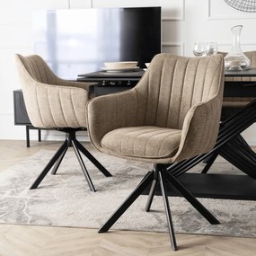 Krzesło Tapicerowane Obrotowe do Salonu MUMBAI Beżowe Nowoczesne
