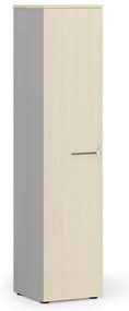 Szafa biurowa wąska PRIMO GRAY, 1781 x 400 x 420 mm, szary/brzoza