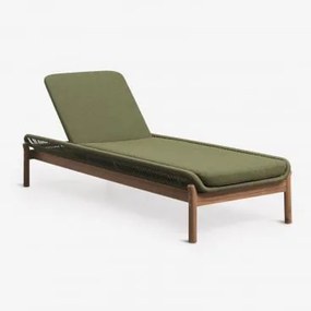 Zestaw 2 Leżaków Rozkładanych Z Drewna Akacjowego I Plecionej Liny Karvia Akacja Brąz & Bouclé Salvia Zieleń - Sklum