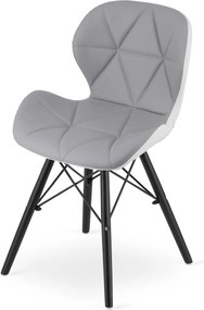 Krzesło LAGO ekoskóra - szaro-białe / nogi czarne