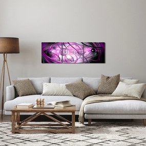 Obraz pięknej fioletowej abstrakcji (z zegarem) (90x30 cm)