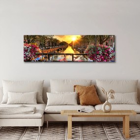 Obraz - Wschód słońca w Amsterdamie (170x50 cm)