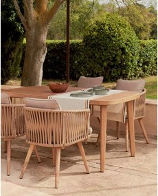 Krzesło ogrodowe z drewna akacji z beżowym obiciem Kave Home Hemilce