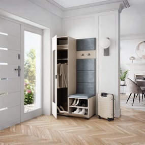 Masseno Garderoba VIRA 95/181/51 cm Nowoczesna Szafa do Przedpokoju Kaszmir, MONOLITH 85 (Szary)
