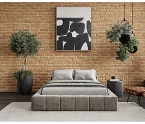 Beżowe tapicerowane łóżko dwuosobowe ze schowkiem i stelażem 160x200 cm Aruba L – Maison de Rêve